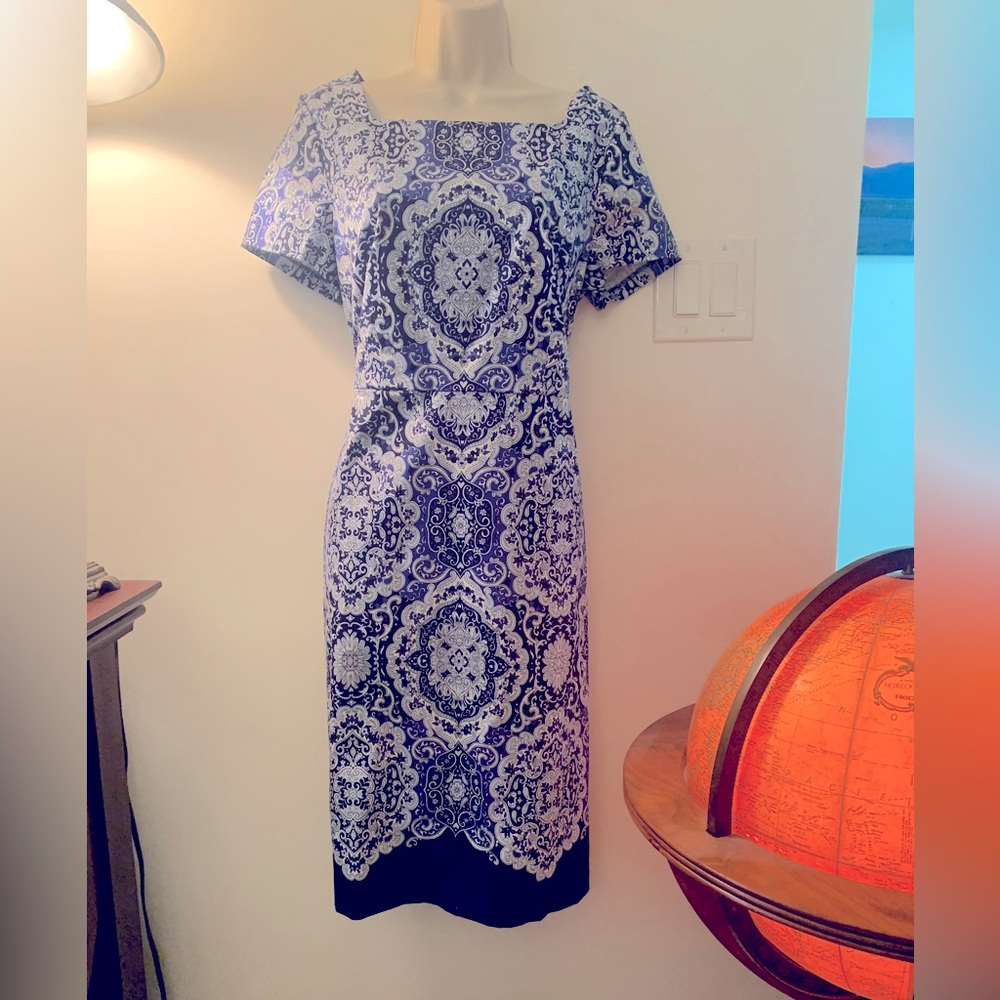 Lovely, crisp blue and white Talbots dress. NWT